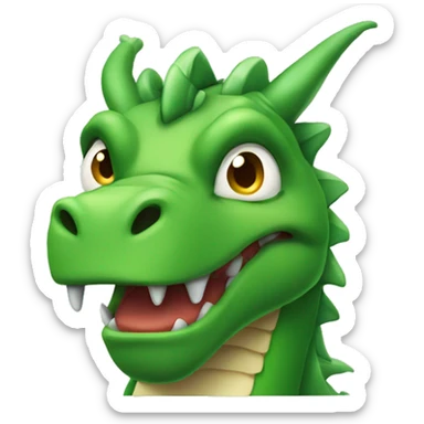 a frowning green dragon  sticker