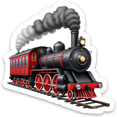 straight on view of an old-fashion steam train coming down the tracks sticker