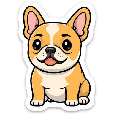 tan French bulldog face, no body, close-up portrait sticker
