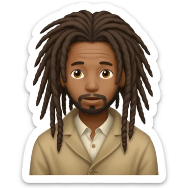 a black men with black long dreads that cover his face  sticker