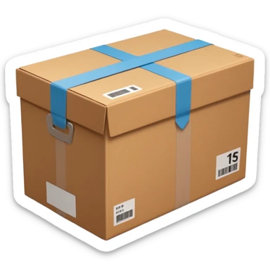  cardboard delivery box with a shipping label and tape. Rounded, glossy, smooth, soft shadows, white background.


 sticker