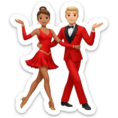 dancesport couple with red outfit sticker
