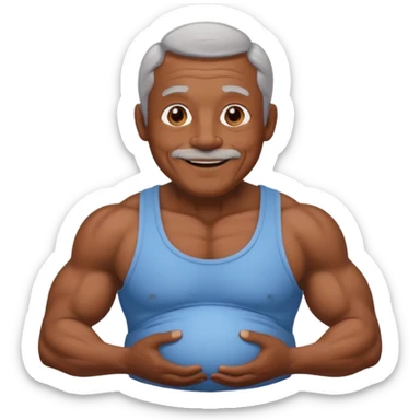 Grandpa that has muscles and is pregnant and is brown sticker