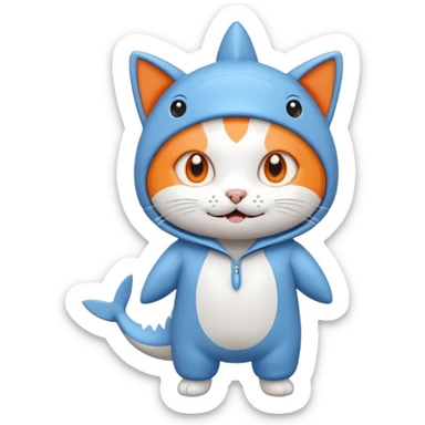 Cat in a shark onesie sticker