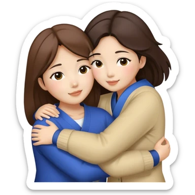 Hug between 3 brunette korean women  sticker