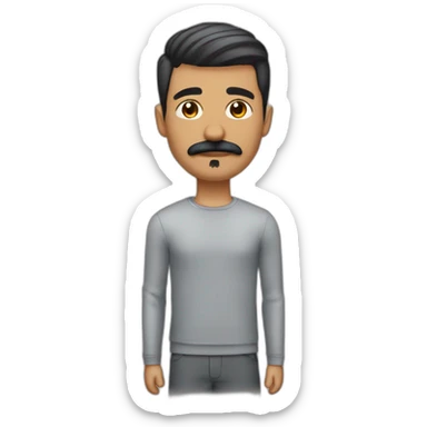 Guy with a mustache and gel on his short hair big jaw big nose and an arabic tone of skin sticker