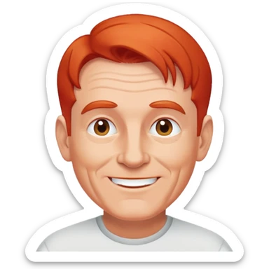 senior athletic white man, receding red hair, cheerful and friendly face sticker