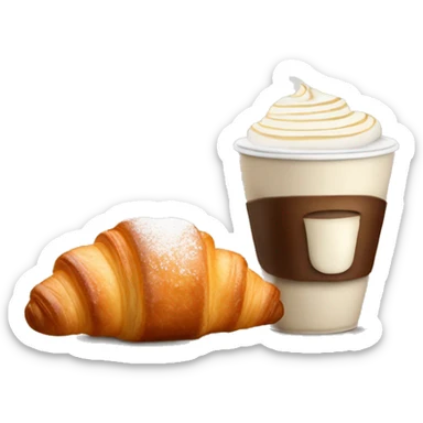 Cup of cappuccino with croissant sticker