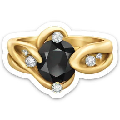 gold ring with black diamond sticker