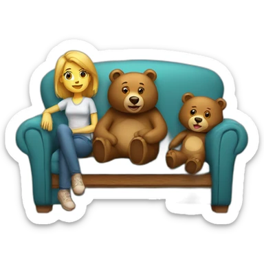 Female-bear-male-bear-sitting-couch sticker