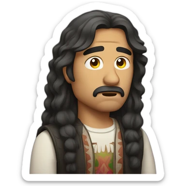 disappointed mexican man with long hair sticker