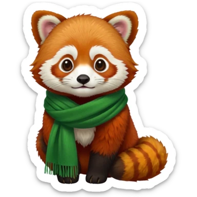 Red panda wearing a green scarf  sticker