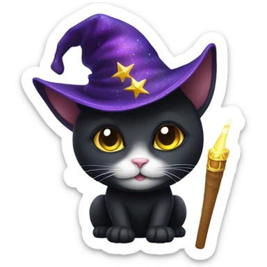 black cat wizard sticker