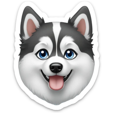 Pomsky black & whire blue eyes sticker