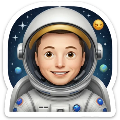 Elon Musk in the space Laughing sticker