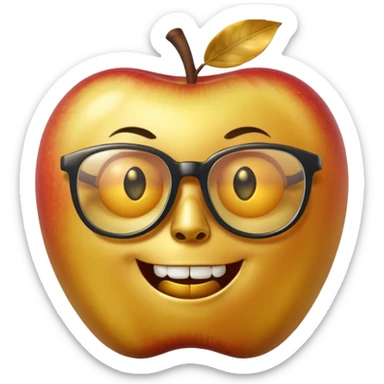 scary golden apple with glasses sticker
