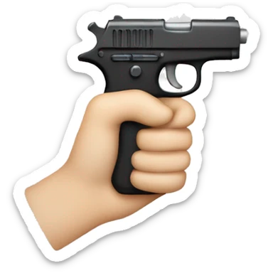 white hand holding toy pistol sticker