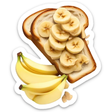 Toasted bread with penut and banana slices on it sticker