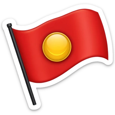 A wawy black and a red rectangle and a yellow circle flag sticker