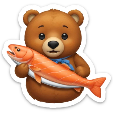 IKEA棕熊抱著一隻鮭魚 sticker