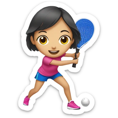 Asian girl is playing pickleball sticker