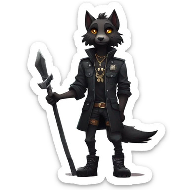 cool edgy dark animal fursona by griffsnuff & LiLaiRa & Falvie with badass colors and a collar full body sticker