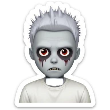 zombie boy with spiky emo hair and white shirt emoji to use or share on Discord and Slack. sticker