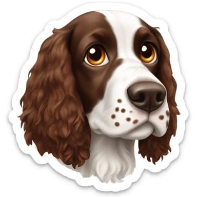 Springer spaniel with auburn eyebrows and brown spots in his nose sticker