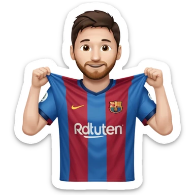 Lionel Messi holding up his shirt to the side sticker