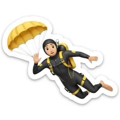 diver with parachute open sticker
