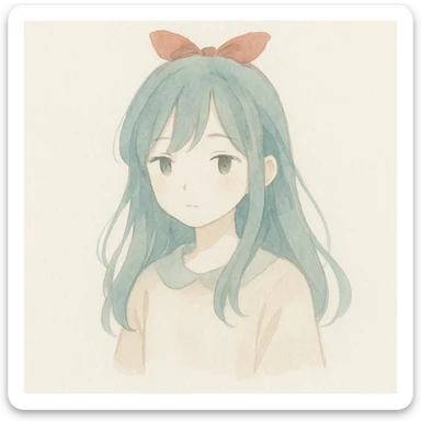 anime girl, watercolor art style sticker