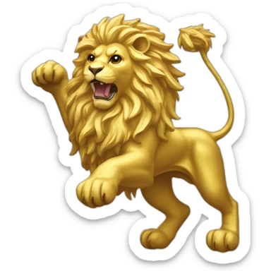 rampant gold lion in a white flag sticker