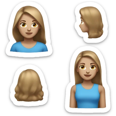 female symbol blue eyes light skin brown hair sticker