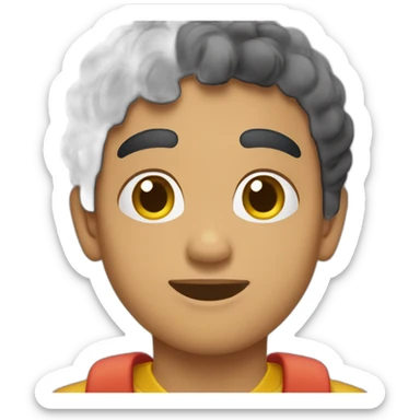 Chico Adolescente piel clara pelo moreno coronilla rizadorizada sticker