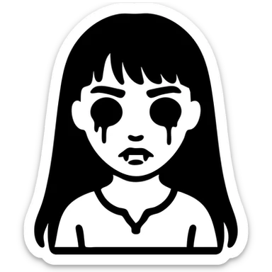 Change the eyes to solid black, keep the style and all other features the same, with no background. sticker