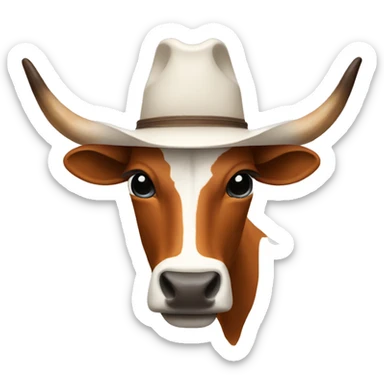 Longhorn wearing a Texas hat sticker