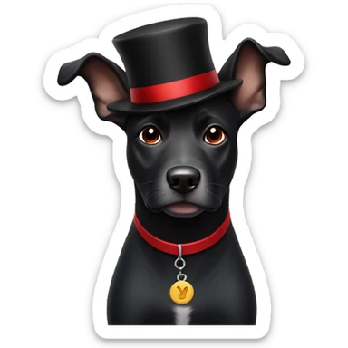 Black dog with red hat saying yes sticker