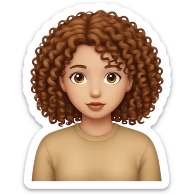Brown curly hair girl with light skins sticker