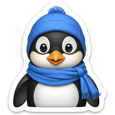 penguin with blue scarf and balaclava  sticker