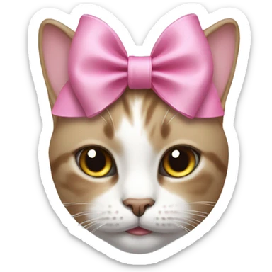 Cat with a pink bow on her head. sticker