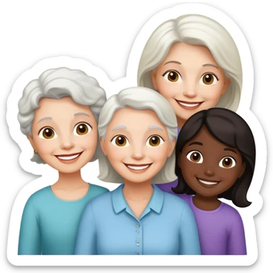 White senior woman with black identical little girls  sticker