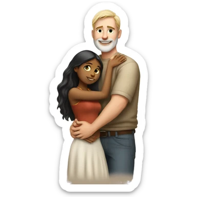 Tall white man hugging indian girl sticker