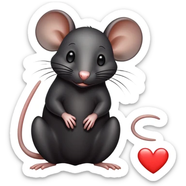 All black rat with the inscription “I ❤️ Stevie” sticker