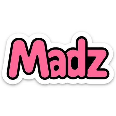 pink logo with the word 'Madz' in a modern, bold style, suitable for branding sticker