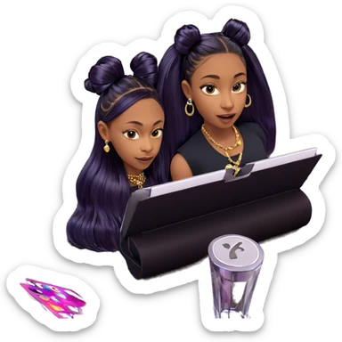 girls with elegant hair and jewelry sticker