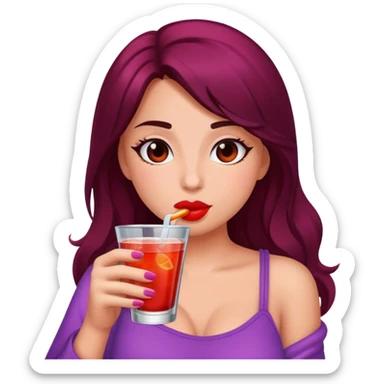 Hot girl sipping a drink sticker
