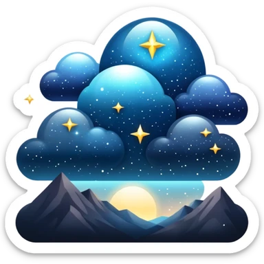 Dark dull divine celestial glistening glossy sparkly shiny glittery scenery  sticker