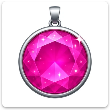Add a pink hue and extra sparkle to the purple sugilite holographic gem charm with silver metal frame, keep emoji style, no gemstone accents sticker