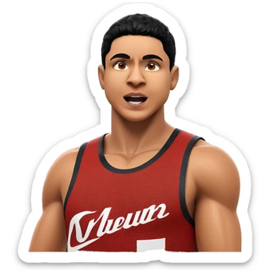 athletic dark-skinned boy in motion sticker