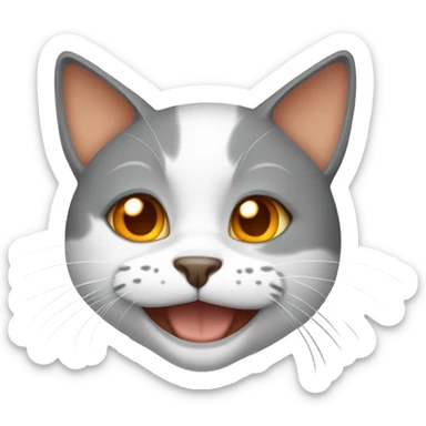 White gray and orange cat smiling  sticker